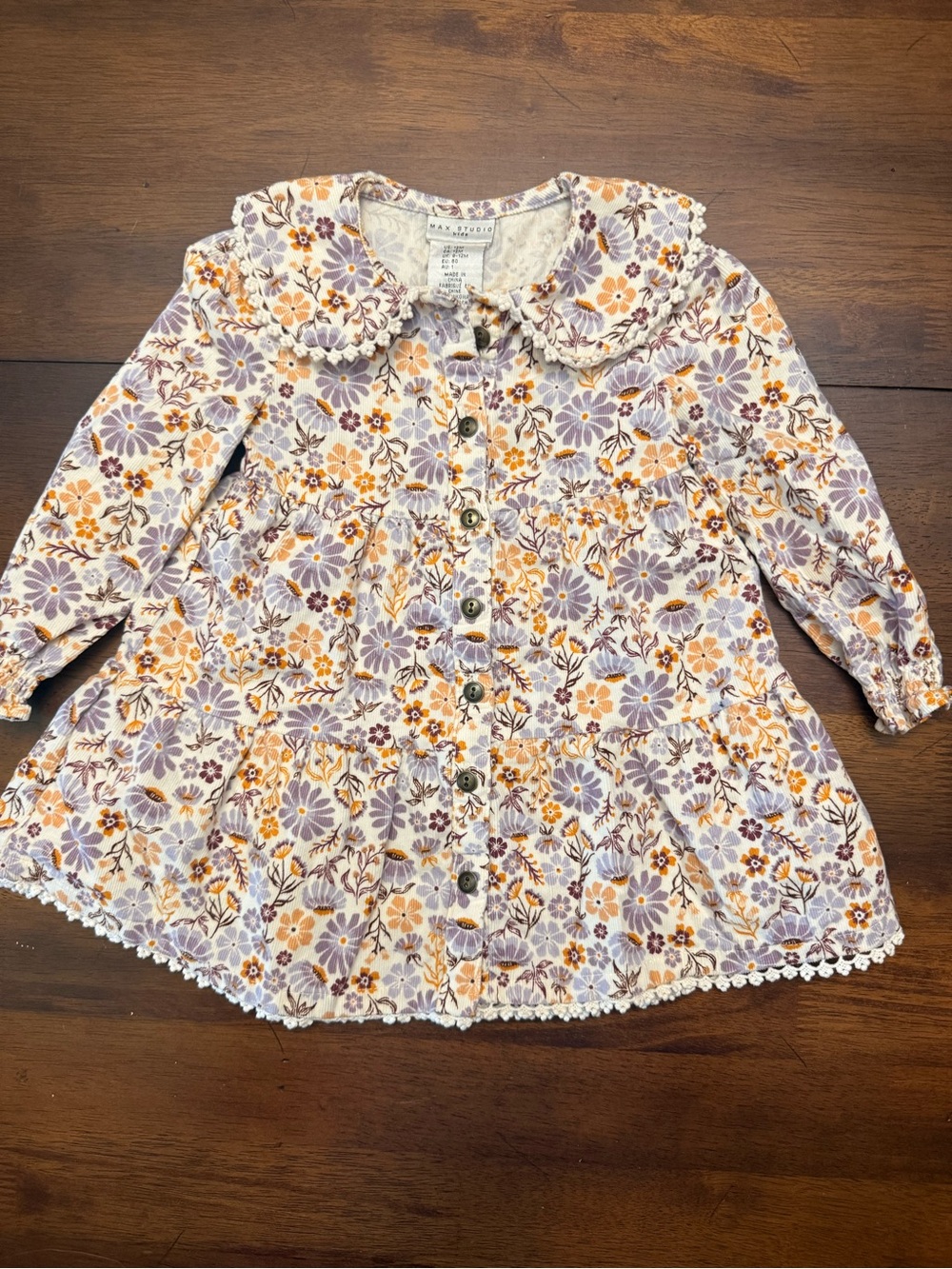 Max Studio Kids Lavender & Mustard Floral Button Dress